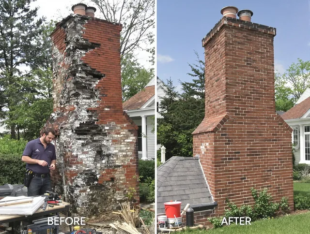 Orange Chimney Sweep performing a full chimney restoration in Orange, CT