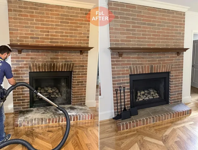 Orange Chimney Sweep carefully sanitizing a fireplace in Orange, CT