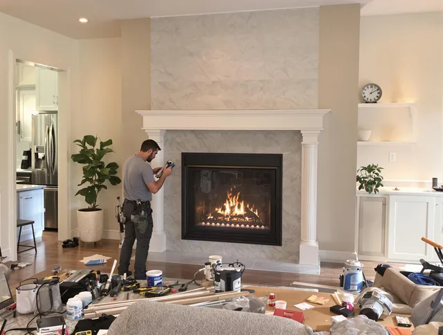 Newly installed fireplace by Orange Chimney Sweep in Orange, CT